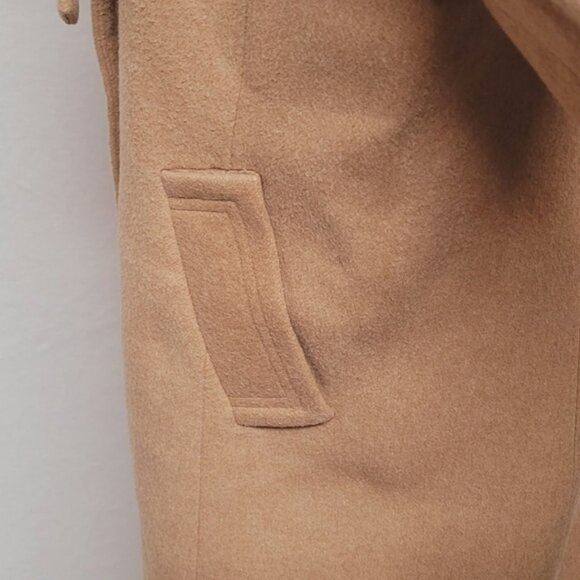 Retro Y2K J. Crew Carrie Caramel Wool Cashmere Flared Hem Standing Collar Coat - Picture 9 of 16